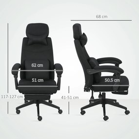 Vinsetto Fotoliu de birou mare confort spătar reglabil suport pentru picioare role 360° lin 62 x 68 x 127 cm negru | Aosom Romania