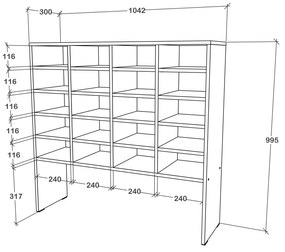 Pantofar haaus Tisso, 20 Rafturi, Alb, 104 x 30 x 100 cm