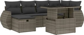 vidaXL Set canapele de grădină, 7 piese, cu perne, gri, poliratan