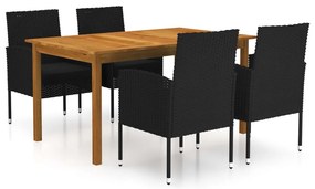 vidaXL Set mobilier de grădină, 5 piese, negru