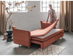 Canapea cărămizie extensibilă cu tapițerie din catifea 225 cm Charming Charlie – Miuform