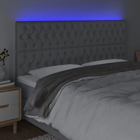 Tablie de pat cu LED, gri deschis, 200x7x118 128 cm, textil 1, Gri deschis, 200 x 7 x 118 128 cm