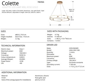 Lustra LED suspendata design ultra-modern 80cm Colette auriu roze