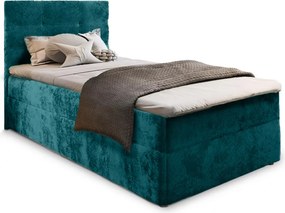 Pat tapițat boxspring GLORIEN VELVET 90x200 cm turcoaz Saltea: Saltea cu arcuri Bonell