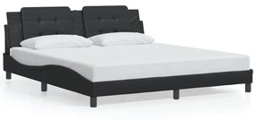 3208198 vidaXL Cadru de pat cu tăblie, negru, 180x200 cm, piele ecologică