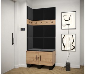Set mobilier pentru hol Amanda 11 (Stejar artisan + Negru). 1085951