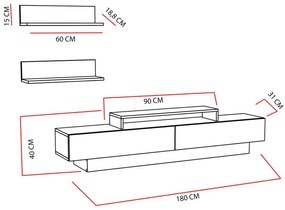 Comoda TV Lusi - Alb, Teak