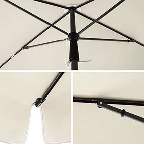 Umbrela de gradina crem din poliester si metal, 200x125 cm, Vasagle