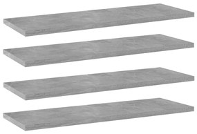 vidaXL Plăci bibliotecă, 4 buc., gri beton, 60 x 20 x 1,5 cm, PAL