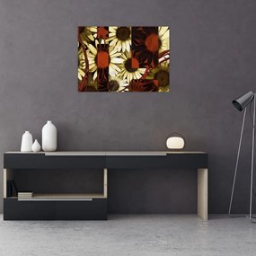 Tablou pe sticlă cu flori (70x50 cm)