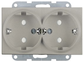 Priza dubla cu impamantare, protectie copii, 16A, IP20, Bronz, Panasonic Karre Plus 55