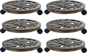 vidaXL Suporturi de plante cu role, 6 buc., bronz, 38 cm, plastic
