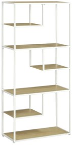 HOMCOM Bibliotecă raft de depozitare cu 7 niveluri cadru din oțel stil industrial 83 x 34 x 180 cm stejar | Aosom Romania
