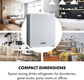 Klarstein Happy Hour 33, minibar, 33 l, 5 - 15 °C, clasa energetică G, silențios, 25 dB, lumină LED, alb