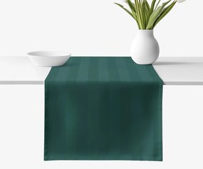 Goldea napron de masă din damasc - dungi verde închis cu luciu satinat 35x160 cm