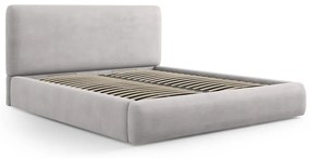 Pat matrimonial gri deschis tapițat cu spațiu de depozitare cu somieră 160x200 cm Colonel – Cosmopolitan Design