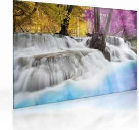 Tablou pe sticlă cu Erawan cascadă în pădure (70x50 cm)