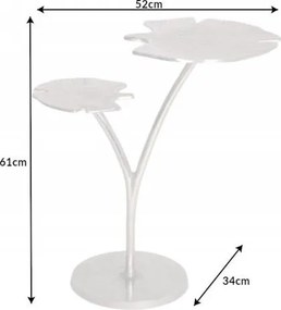 Masuta cu aspect deosebit Ginkgo leafs 56cm, argintiu