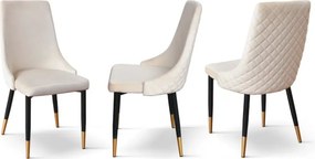 SET 4 Scaune Oro, structura metalica, catifea - BEJ