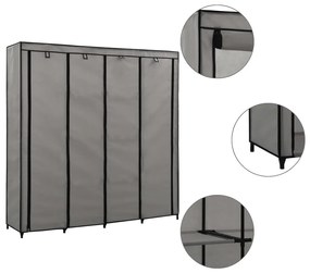 vidaXL Șifonier cu 4 compartimente, gri, 175 x 45 x 170 cm