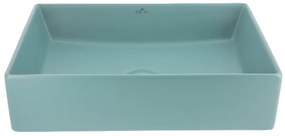 Lavoar baie dreptunghiular pe blat, verde mat, ventil inclus, Foglia, Color Verde mat