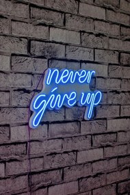 Decoratiune luminoasa LED de perete Never Give Up Albastru 39.5x23x2 cm