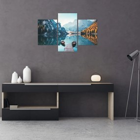Tablou - Bărci pe Lacul Braies (90x60 cm)