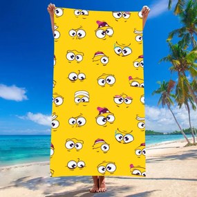 Prosop plaja SMILE 100x180 cm galben, 100% microfibra