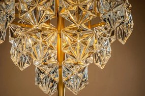 Lampă de masă din metal, auriu, cu cristale hexagonale din sticlă și bază neagră, 85 x 46 cm, „Delhi”