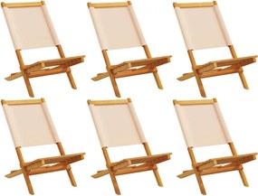 vidaXL Scaune de grădină pliabile, 6 buc., textil bej și lemn masiv