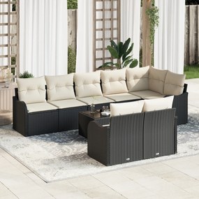 vidaXL Set de canapele pentru grădină cu pernă 9 pcs Negru Rattan poli