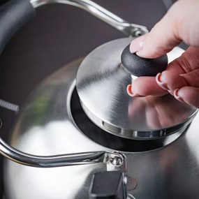 Ceainic cu fluier Kinghoff KH 1859, 2.5 l, Inducтie, Mаner din lemn, Inox