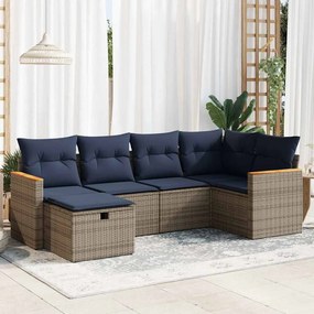 vidaXL Set mobilier grădină cu perne, 6 piese, gri, poliratan
