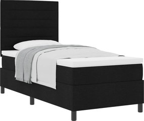 vidaXL Pat cu arcuri cu saltea cu headboard Negru 90 x 200 cm țesătură