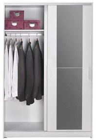 Dulap Haine Adore Elit Mediu , 2 usi glisante cu oglinda, Alb - Lemn Natural, 120 x 182 x 52 cm