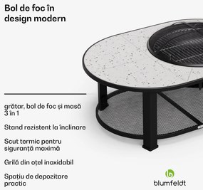 Merano Circolo L, șemineu 3 în 1, cu funcție grill, poate fi folosit ca masă