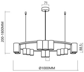 Lustră pe cablu GENESIS 15xGU10/8W/230V alb