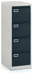 Dosar metalic A4 - 4 sertare, 45,5 x 62 x 132 cm, incuietoare cilindru, antracit - ral 7016