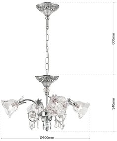 Candelabru cristal design lux LA BOHEME D-60cm 4L antique silver