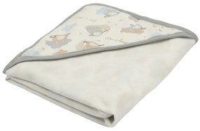 Paturica bebe cu gluga din bumbac flausat moale si pufos pe interior 85x85 cm Kidizi On a Cloud Pastel