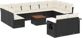 vidaXL Set mobilier de grădină cu perne, 13 piese, negru, poliratan