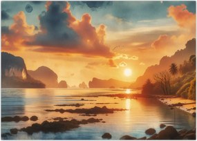 Tablou pe sticlă - Priveliște de pe plajă (70x50 cm)