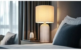 Lampa de masa cu baza din sticla gri abajur textil gri SOFIA