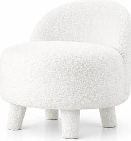 Fotoliu pentru copii alb cu tapițerie din stofă bouclé Moouv – Artie