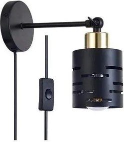 Aplica spot de perete cu întrerupător ELEN 1xE27/35W/230V negru/auriu