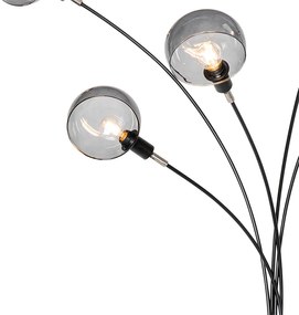 Lampa de podea de design neagră cu sticlă fumurie cu 5 lumini - Sixties Marmo
