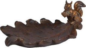 Platou decorativ din polirășină, auriu, model veveriță, finisaj antichizat, 13 x 29 x 18,5 cm, „Noisette”