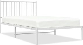 vidaXL Cadru de pat din metal cu tăblie, alb, 107x203 cm