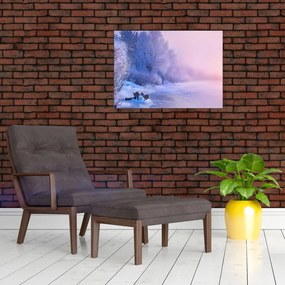 Tablou pe sticlă - Râu înghețat (70x50 cm)