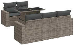 3326251 vidaXL Set mobilier grădină cu perne, 6 piese, gri, poliratan